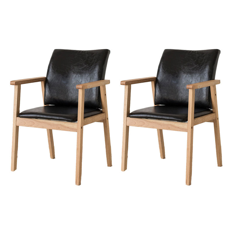 Contemporary Upholstered Solid Back Arm Chair Matte Finish Home Dining Chair Black 2 Piece Set Natural Wood Clearhalo ' kitchen&dining_furn' 'Dining Chairs' 'Dining Tables & Seating' 'dining_chair' 'furn' 'furn_dining_chair' 'Furniture' 'furniture_dining_chair' 'Kitchen & Dining Furniture' 'kitchen' 4694222