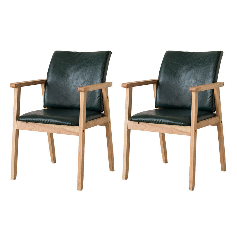 Contemporary Upholstered Solid Back Arm Chair Matte Finish Home Dining Chair Blackish Green 2 Piece Set Natural Wood Clearhalo ' kitchen&dining_furn' 'Dining Chairs' 'Dining Tables & Seating' 'dining_chair' 'furn' 'furn_dining_chair' 'Furniture' 'furniture_dining_chair' 'Kitchen & Dining Furniture' 'kitchen' 4694224