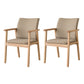 Contemporary Upholstered Solid Back Arm Chair Matte Finish Home Dining Chair Khaki 2 Piece Set Natural Wood Clearhalo ' kitchen&dining_furn' 'Dining Chairs' 'Dining Tables & Seating' 'dining_chair' 'furn' 'furn_dining_chair' 'Furniture' 'furniture_dining_chair' 'Kitchen & Dining Furniture' 'kitchen' 4694227