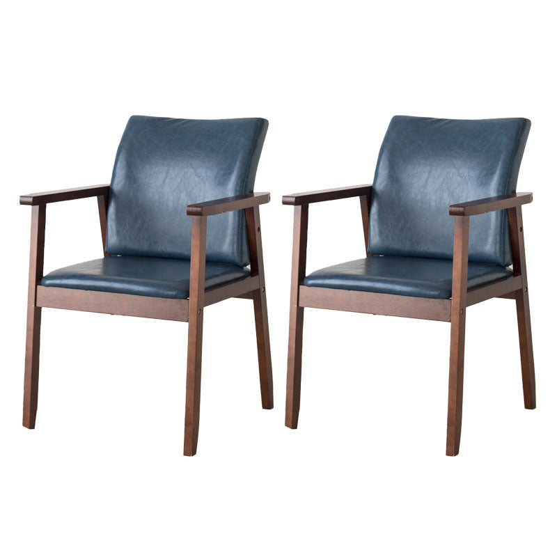 Contemporary Upholstered Solid Back Arm Chair Matte Finish Home Dining Chair Blue 2 Piece Set Walnut Clearhalo ' kitchen&dining_furn' 'Dining Chairs' 'Dining Tables & Seating' 'dining_chair' 'furn' 'furn_dining_chair' 'Furniture' 'furniture_dining_chair' 'Kitchen & Dining Furniture' 'kitchen' 4694230