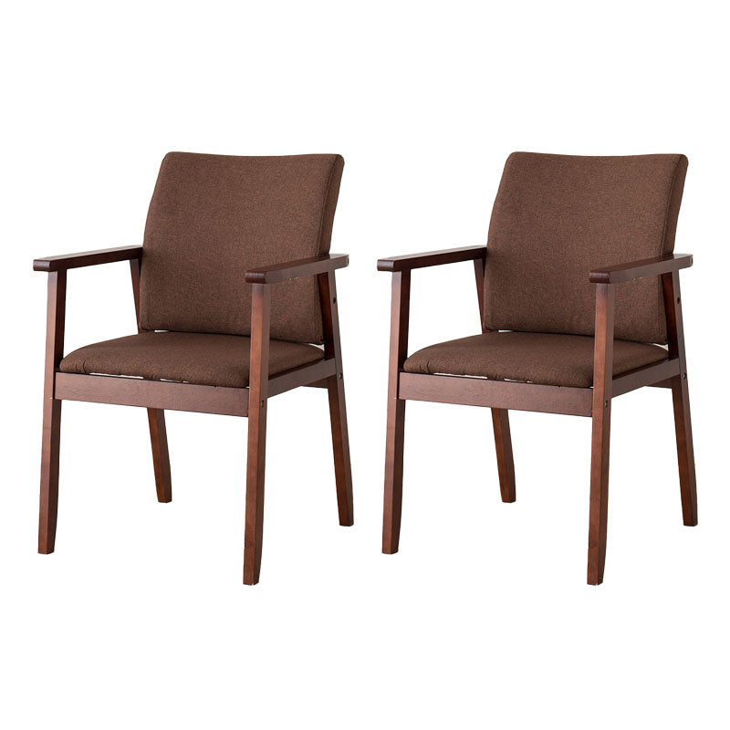 Contemporary Upholstered Solid Back Arm Chair Matte Finish Home Dining Chair Coffee 2 Piece Set Walnut Clearhalo ' kitchen&dining_furn' 'Dining Chairs' 'Dining Tables & Seating' 'dining_chair' 'furn' 'furn_dining_chair' 'Furniture' 'furniture_dining_chair' 'Kitchen & Dining Furniture' 'kitchen' 4694243