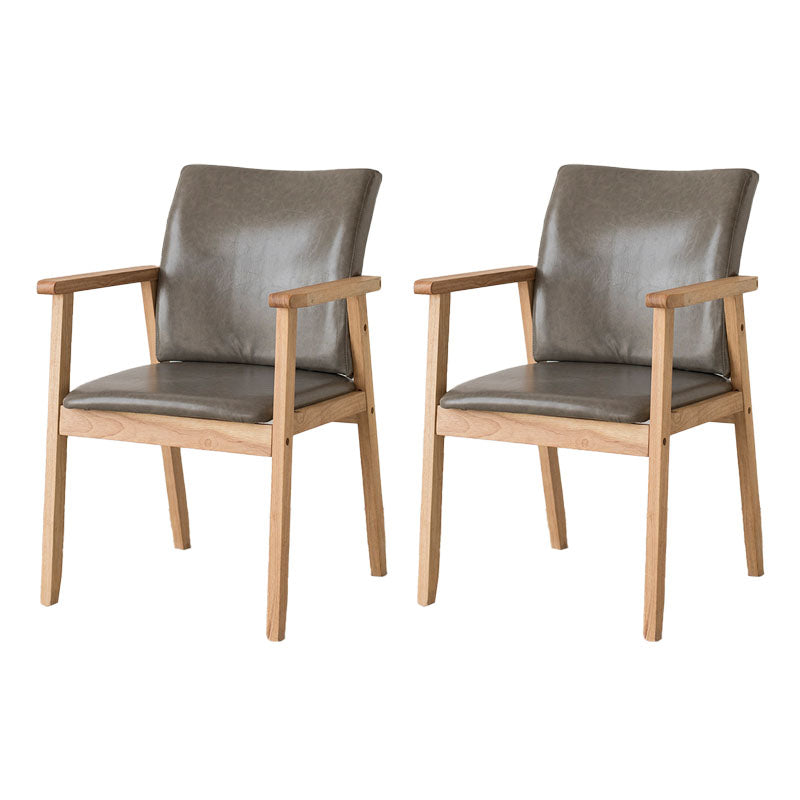 Contemporary Upholstered Solid Back Arm Chair Matte Finish Home Dining Chair Light Gray 2 Piece Set Natural Wood Clearhalo ' kitchen&dining_furn' 'Dining Chairs' 'Dining Tables & Seating' 'dining_chair' 'furn' 'furn_dining_chair' 'Furniture' 'furniture_dining_chair' 'Kitchen & Dining Furniture' 'kitchen' 4694244