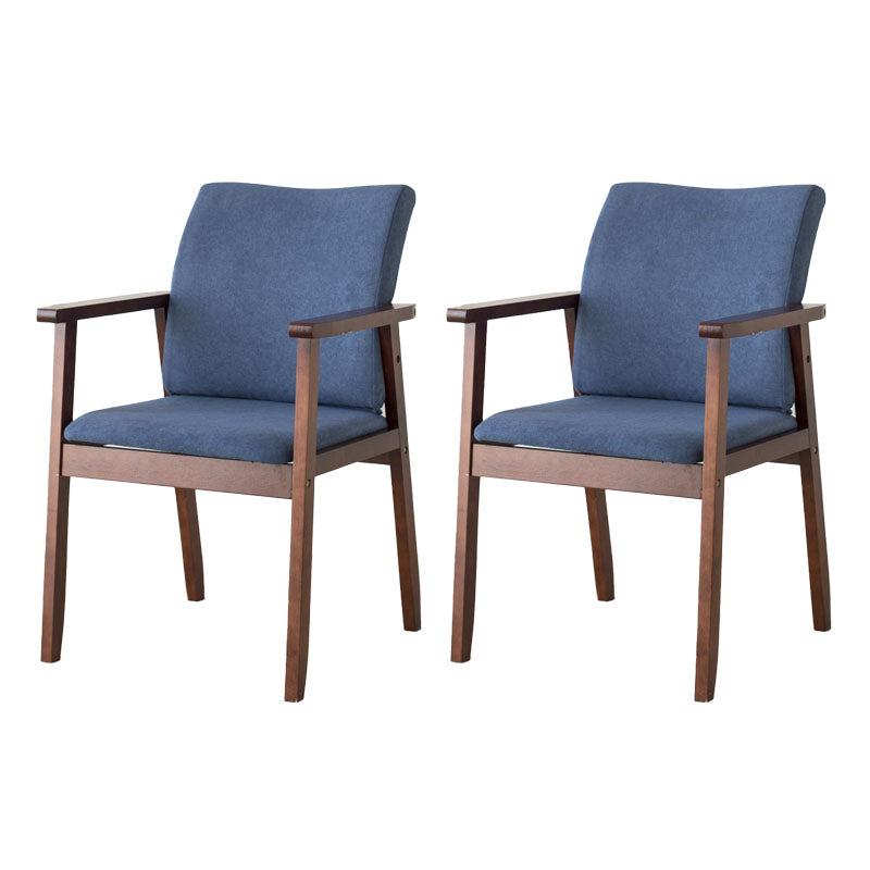Contemporary Upholstered Solid Back Arm Chair Matte Finish Home Dining Chair Royal Blue 2 Piece Set Walnut Clearhalo ' kitchen&dining_furn' 'Dining Chairs' 'Dining Tables & Seating' 'dining_chair' 'furn' 'furn_dining_chair' 'Furniture' 'furniture_dining_chair' 'Kitchen & Dining Furniture' 'kitchen' 4694246