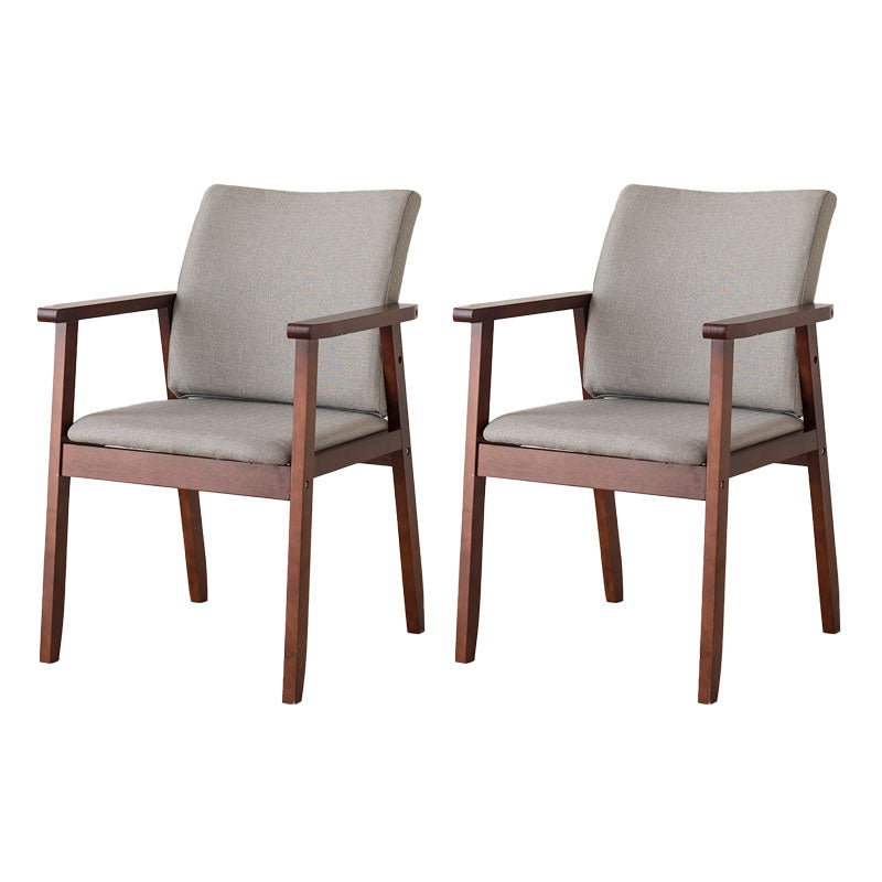 Contemporary Upholstered Solid Back Arm Chair Matte Finish Home Dining Chair Smoke Gray 2 Piece Set Walnut Clearhalo ' kitchen&dining_furn' 'Dining Chairs' 'Dining Tables & Seating' 'dining_chair' 'furn' 'furn_dining_chair' 'Furniture' 'furniture_dining_chair' 'Kitchen & Dining Furniture' 'kitchen' 4694248