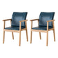 Contemporary Upholstered Solid Back Arm Chair Matte Finish Home Dining Chair Blue 2 Piece Set Natural Wood Clearhalo ' kitchen&dining_furn' 'Dining Chairs' 'Dining Tables & Seating' 'dining_chair' 'furn' 'furn_dining_chair' 'Furniture' 'furniture_dining_chair' 'Kitchen & Dining Furniture' 'kitchen' 4694250