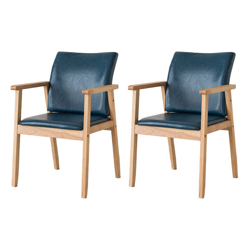 Contemporary Upholstered Solid Back Arm Chair Matte Finish Home Dining Chair Blue 2 Piece Set Natural Wood Clearhalo ' kitchen&dining_furn' 'Dining Chairs' 'Dining Tables & Seating' 'dining_chair' 'furn' 'furn_dining_chair' 'Furniture' 'furniture_dining_chair' 'Kitchen & Dining Furniture' 'kitchen' 4694250