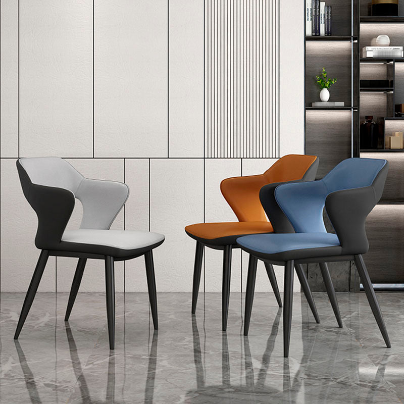 Industrial Style Open Back Arm Dining Chairs Faux Leather Dining Chairs Clearhalo ' kitchen&dining_furn' 'Dining Chairs' 'Dining Tables & Seating' 'dining_chair' 'furn' 'furn_dining_chair' 'Furniture' 'furniture_dining_chair' 'Kitchen & Dining Furniture' 'kitchen' 4694256