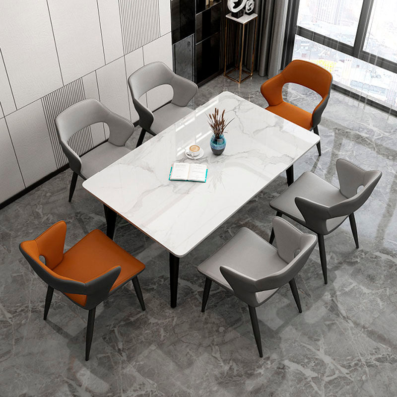 Industrial Style Open Back Arm Dining Chairs Faux Leather Dining Chairs Clearhalo ' kitchen&dining_furn' 'Dining Chairs' 'Dining Tables & Seating' 'dining_chair' 'furn' 'furn_dining_chair' 'Furniture' 'furniture_dining_chair' 'Kitchen & Dining Furniture' 'kitchen' 4694257