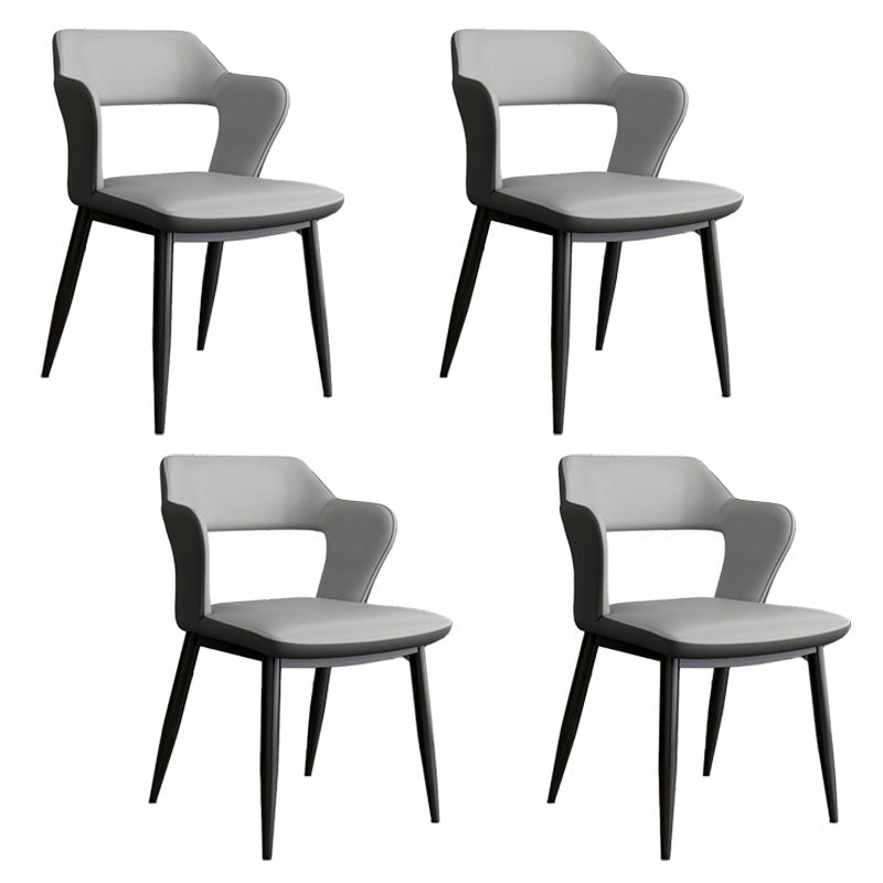 Industrial Style Open Back Arm Dining Chairs Faux Leather Dining Chairs Light Gray 4 Piece Set Clearhalo ' kitchen&dining_furn' 'Dining Chairs' 'Dining Tables & Seating' 'dining_chair' 'furn' 'furn_dining_chair' 'Furniture' 'furniture_dining_chair' 'Kitchen & Dining Furniture' 'kitchen' 4694263