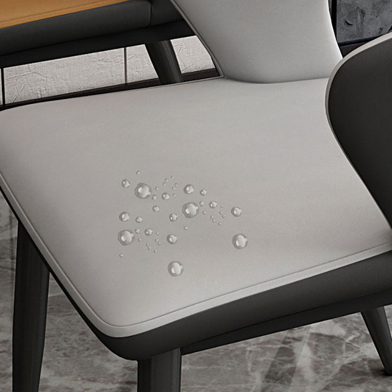 Industrial Style Open Back Arm Dining Chairs Faux Leather Dining Chairs Clearhalo ' kitchen&dining_furn' 'Dining Chairs' 'Dining Tables & Seating' 'dining_chair' 'furn' 'furn_dining_chair' 'Furniture' 'furniture_dining_chair' 'Kitchen & Dining Furniture' 'kitchen' 4694265