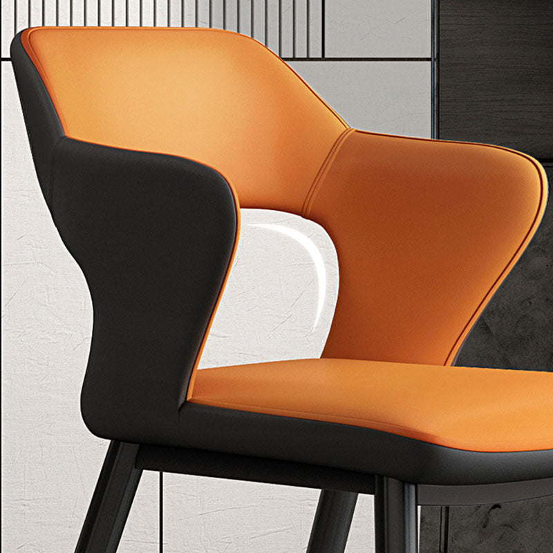 Industrial Style Open Back Arm Dining Chairs Faux Leather Dining Chairs Clearhalo ' kitchen&dining_furn' 'Dining Chairs' 'Dining Tables & Seating' 'dining_chair' 'furn' 'furn_dining_chair' 'Furniture' 'furniture_dining_chair' 'Kitchen & Dining Furniture' 'kitchen' 4694267