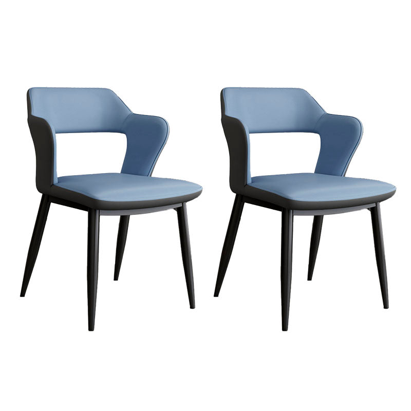 Industrial Style Open Back Arm Dining Chairs Faux Leather Dining Chairs Blue 2 Piece Set Clearhalo ' kitchen&dining_furn' 'Dining Chairs' 'Dining Tables & Seating' 'dining_chair' 'furn' 'furn_dining_chair' 'Furniture' 'furniture_dining_chair' 'Kitchen & Dining Furniture' 'kitchen' 4694273