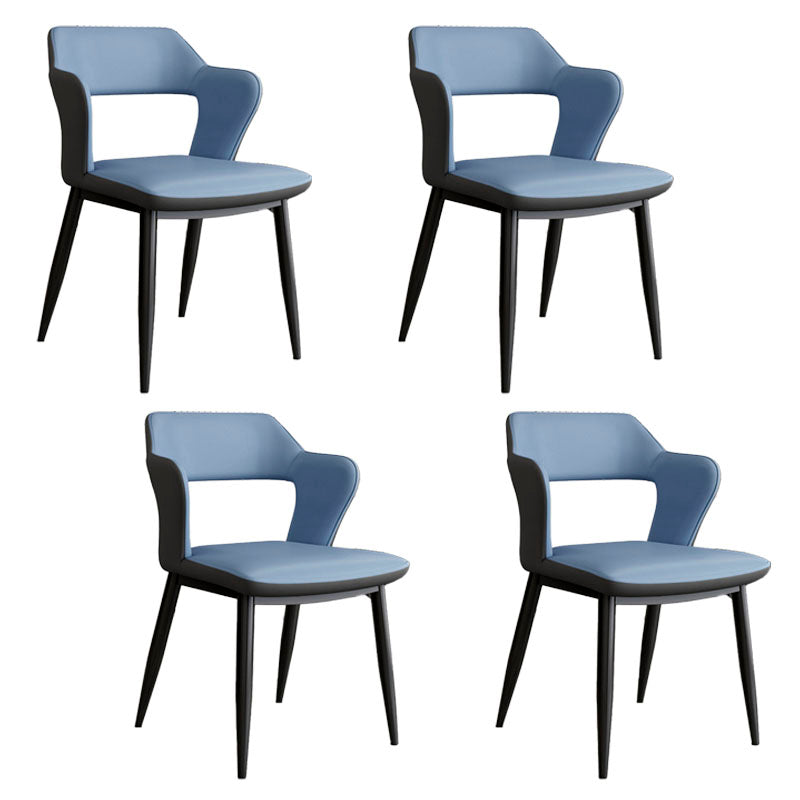 Industrial Style Open Back Arm Dining Chairs Faux Leather Dining Chairs Blue 4 Piece Set Clearhalo ' kitchen&dining_furn' 'Dining Chairs' 'Dining Tables & Seating' 'dining_chair' 'furn' 'furn_dining_chair' 'Furniture' 'furniture_dining_chair' 'Kitchen & Dining Furniture' 'kitchen' 4694274