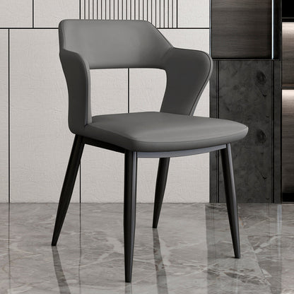 Industrial Style Open Back Arm Dining Chairs Faux Leather Dining Chairs Dark Gray 1 Piece Clearhalo ' kitchen&dining_furn' 'Dining Chairs' 'Dining Tables & Seating' 'dining_chair' 'furn' 'furn_dining_chair' 'Furniture' 'furniture_dining_chair' 'Kitchen & Dining Furniture' 'kitchen' 4694275