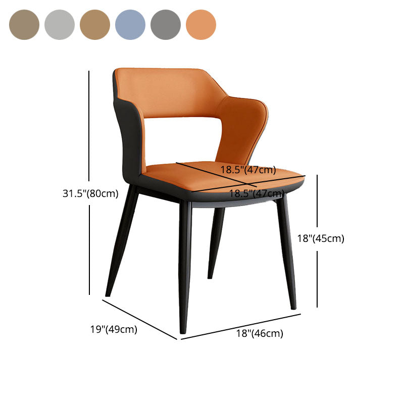 Industrial Style Open Back Arm Dining Chairs Faux Leather Dining Chairs Clearhalo ' kitchen&dining_furn' 'Dining Chairs' 'Dining Tables & Seating' 'dining_chair' 'furn' 'furn_dining_chair' 'Furniture' 'furniture_dining_chair' 'Kitchen & Dining Furniture' 'kitchen' 4694281