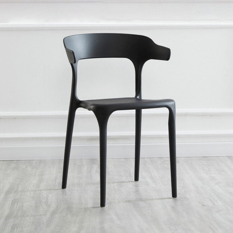 Contemporary Plastic Open Arm Chair Matte Finish Home Dining Chair Black 1 Piece Clearhalo ' kitchen&dining_furn' 'Dining Chairs' 'Dining Tables & Seating' 'dining_chair' 'furn' 'furn_dining_chair' 'Furniture' 'furniture_dining_chair' 'Kitchen & Dining Furniture' 'kitchen' 4694288