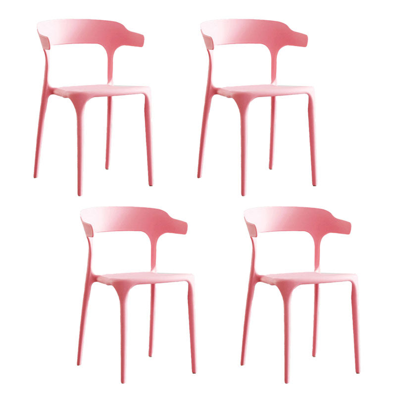 Contemporary Plastic Open Arm Chair Matte Finish Home Dining Chair Pink 4 Piece Set Clearhalo ' kitchen&dining_furn' 'Dining Chairs' 'Dining Tables & Seating' 'dining_chair' 'furn' 'furn_dining_chair' 'Furniture' 'furniture_dining_chair' 'Kitchen & Dining Furniture' 'kitchen' 4694299