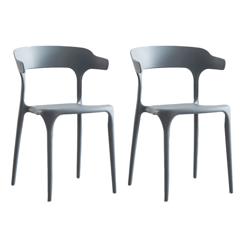 Contemporary Plastic Open Arm Chair Matte Finish Home Dining Chair Silver Gray 2 Piece Set Clearhalo ' kitchen&dining_furn' 'Dining Chairs' 'Dining Tables & Seating' 'dining_chair' 'furn' 'furn_dining_chair' 'Furniture' 'furniture_dining_chair' 'Kitchen & Dining Furniture' 'kitchen' 4694302