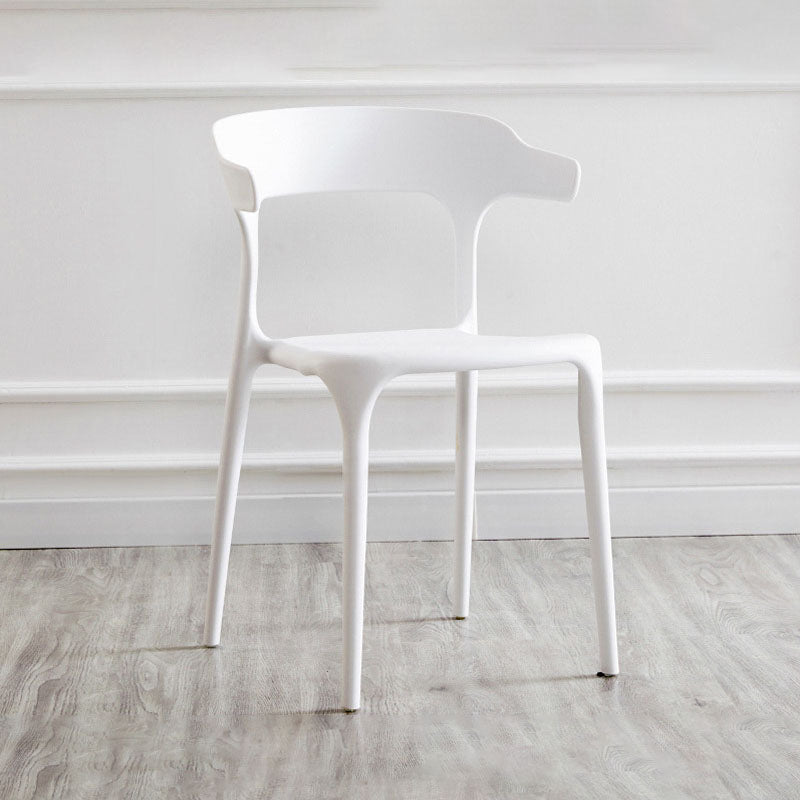 Contemporary Plastic Open Arm Chair Matte Finish Home Dining Chair White 1 Piece Clearhalo ' kitchen&dining_furn' 'Dining Chairs' 'Dining Tables & Seating' 'dining_chair' 'furn' 'furn_dining_chair' 'Furniture' 'furniture_dining_chair' 'Kitchen & Dining Furniture' 'kitchen' 4694304