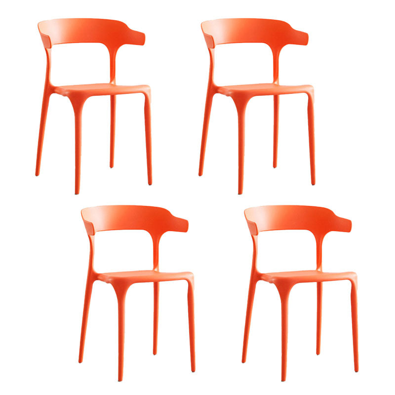 Contemporary Plastic Open Arm Chair Matte Finish Home Dining Chair Orange 4 Piece Set Clearhalo ' kitchen&dining_furn' 'Dining Chairs' 'Dining Tables & Seating' 'dining_chair' 'furn' 'furn_dining_chair' 'Furniture' 'furniture_dining_chair' 'Kitchen & Dining Furniture' 'kitchen' 4694309
