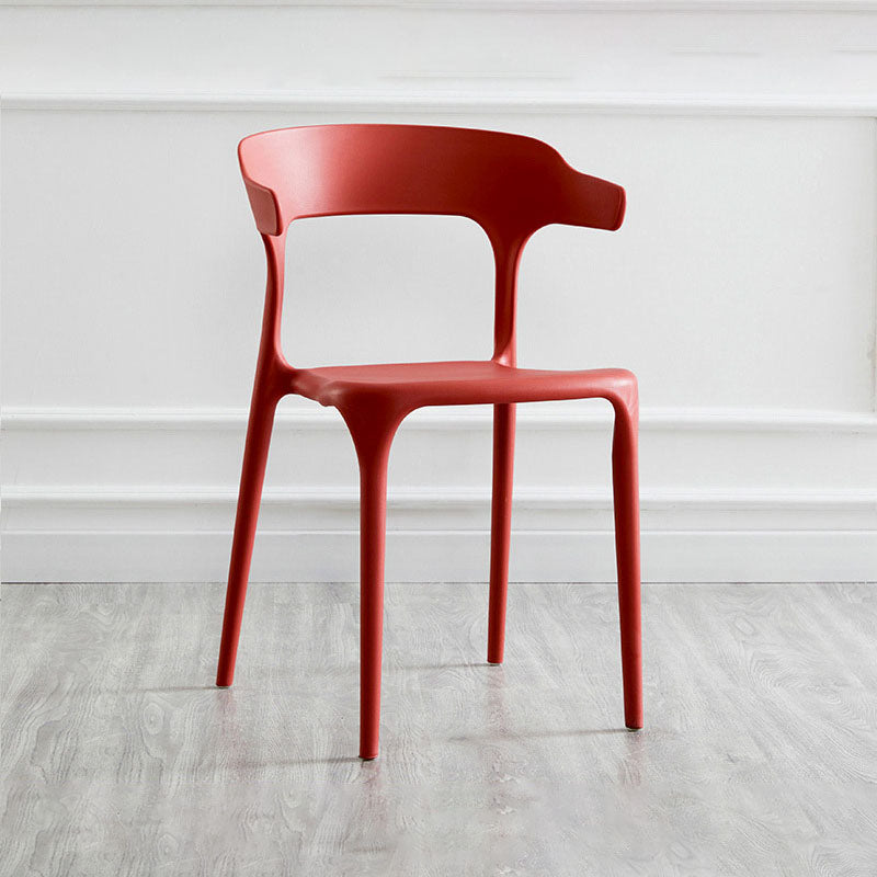 Contemporary Plastic Open Arm Chair Matte Finish Home Dining Chair Red 1 Piece Clearhalo ' kitchen&dining_furn' 'Dining Chairs' 'Dining Tables & Seating' 'dining_chair' 'furn' 'furn_dining_chair' 'Furniture' 'furniture_dining_chair' 'Kitchen & Dining Furniture' 'kitchen' 4694313