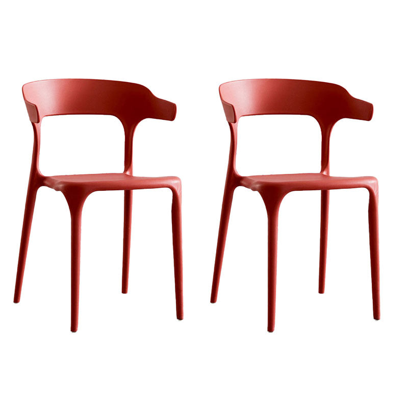 Contemporary Plastic Open Arm Chair Matte Finish Home Dining Chair Red 2 Piece Set Clearhalo ' kitchen&dining_furn' 'Dining Chairs' 'Dining Tables & Seating' 'dining_chair' 'furn' 'furn_dining_chair' 'Furniture' 'furniture_dining_chair' 'Kitchen & Dining Furniture' 'kitchen' 4694314