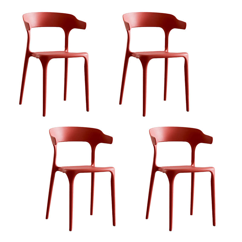 Contemporary Plastic Open Arm Chair Matte Finish Home Dining Chair Red 4 Piece Set Clearhalo ' kitchen&dining_furn' 'Dining Chairs' 'Dining Tables & Seating' 'dining_chair' 'furn' 'furn_dining_chair' 'Furniture' 'furniture_dining_chair' 'Kitchen & Dining Furniture' 'kitchen' 4694315