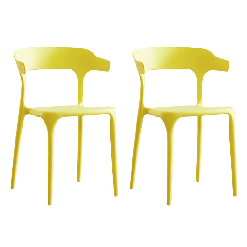 Contemporary Plastic Open Arm Chair Matte Finish Home Dining Chair Lemon Yellow 2 Piece Set Clearhalo ' kitchen&dining_furn' 'Dining Chairs' 'Dining Tables & Seating' 'dining_chair' 'furn' 'furn_dining_chair' 'Furniture' 'furniture_dining_chair' 'Kitchen & Dining Furniture' 'kitchen' 4694317
