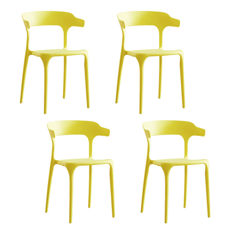 Contemporary Plastic Open Arm Chair Matte Finish Home Dining Chair Lemon Yellow 4 Piece Set Clearhalo ' kitchen&dining_furn' 'Dining Chairs' 'Dining Tables & Seating' 'dining_chair' 'furn' 'furn_dining_chair' 'Furniture' 'furniture_dining_chair' 'Kitchen & Dining Furniture' 'kitchen' 4694318