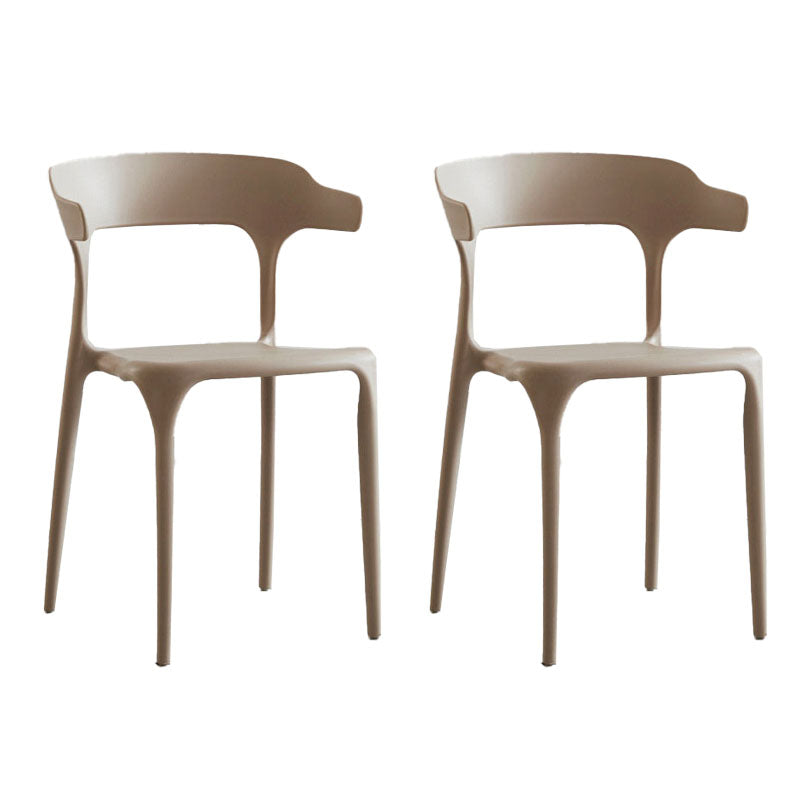 Contemporary Plastic Open Arm Chair Matte Finish Home Dining Chair Coffee 2 Piece Set Clearhalo ' kitchen&dining_furn' 'Dining Chairs' 'Dining Tables & Seating' 'dining_chair' 'furn' 'furn_dining_chair' 'Furniture' 'furniture_dining_chair' 'Kitchen & Dining Furniture' 'kitchen' 4694323