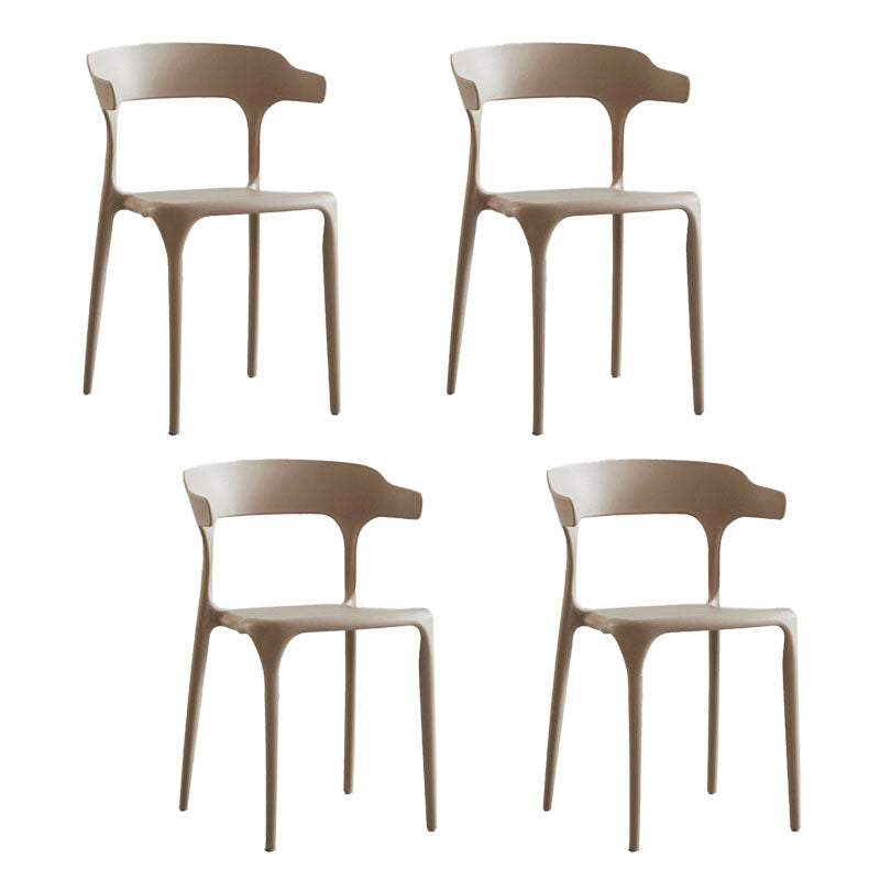Contemporary Plastic Open Arm Chair Matte Finish Home Dining Chair Coffee 4 Piece Set Clearhalo ' kitchen&dining_furn' 'Dining Chairs' 'Dining Tables & Seating' 'dining_chair' 'furn' 'furn_dining_chair' 'Furniture' 'furniture_dining_chair' 'Kitchen & Dining Furniture' 'kitchen' 4694324