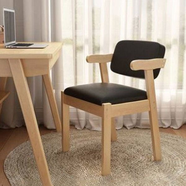 Contemporary Dining Open Back Chair Arm Chair with Wooden Legs for Kitchen Black 1 Piece Clearhalo ' kitchen&dining_furn' 'Dining Chairs' 'Dining Tables & Seating' 'dining_chair' 'Furniture' 'furniture_dining_chair' 'Kitchen & Dining Furniture' 'kitchen' 4694330