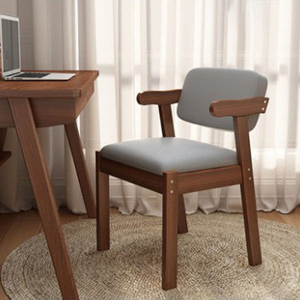 Contemporary Dining Open Back Chair Arm Chair with Wooden Legs for Kitchen Grey 1 Piece Clearhalo ' kitchen&dining_furn' 'Dining Chairs' 'Dining Tables & Seating' 'dining_chair' 'Furniture' 'furniture_dining_chair' 'Kitchen & Dining Furniture' 'kitchen' 4694336