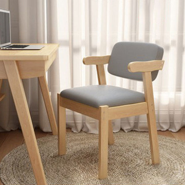 Contemporary Dining Open Back Chair Arm Chair with Wooden Legs for Kitchen White-Gray 1 Piece Clearhalo ' kitchen&dining_furn' 'Dining Chairs' 'Dining Tables & Seating' 'dining_chair' 'Furniture' 'furniture_dining_chair' 'Kitchen & Dining Furniture' 'kitchen' 4694338