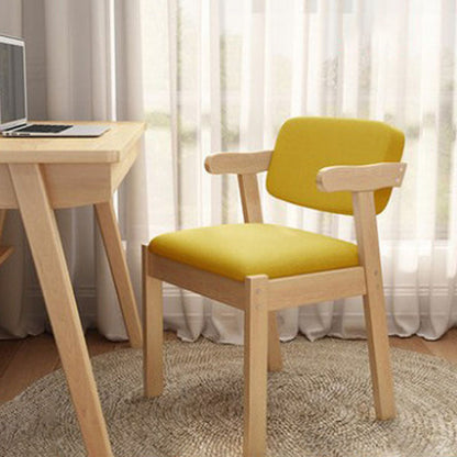 Contemporary Dining Open Back Chair Arm Chair with Wooden Legs for Kitchen Lemon Yellow 1 Piece Clearhalo ' kitchen&dining_furn' 'Dining Chairs' 'Dining Tables & Seating' 'dining_chair' 'Furniture' 'furniture_dining_chair' 'Kitchen & Dining Furniture' 'kitchen' 4694339