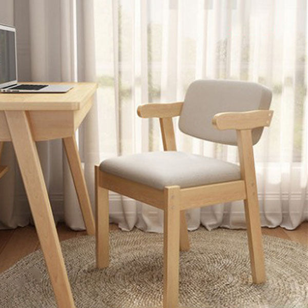 Contemporary Dining Open Back Chair Arm Chair with Wooden Legs for Kitchen Gray-White 1 Piece Clearhalo ' kitchen&dining_furn' 'Dining Chairs' 'Dining Tables & Seating' 'dining_chair' 'Furniture' 'furniture_dining_chair' 'Kitchen & Dining Furniture' 'kitchen' 4694344