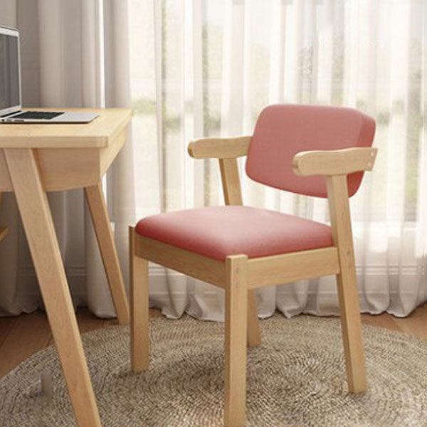 Contemporary Dining Open Back Chair Arm Chair with Wooden Legs for Kitchen Rose Bloom 1 Piece Clearhalo ' kitchen&dining_furn' 'Dining Chairs' 'Dining Tables & Seating' 'dining_chair' 'Furniture' 'furniture_dining_chair' 'Kitchen & Dining Furniture' 'kitchen' 4694347