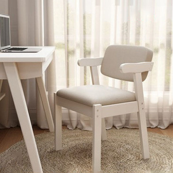 Contemporary Dining Open Back Chair Arm Chair with Wooden Legs for Kitchen Light Gray-White 1 Piece Clearhalo ' kitchen&dining_furn' 'Dining Chairs' 'Dining Tables & Seating' 'dining_chair' 'Furniture' 'furniture_dining_chair' 'Kitchen & Dining Furniture' 'kitchen' 4694349