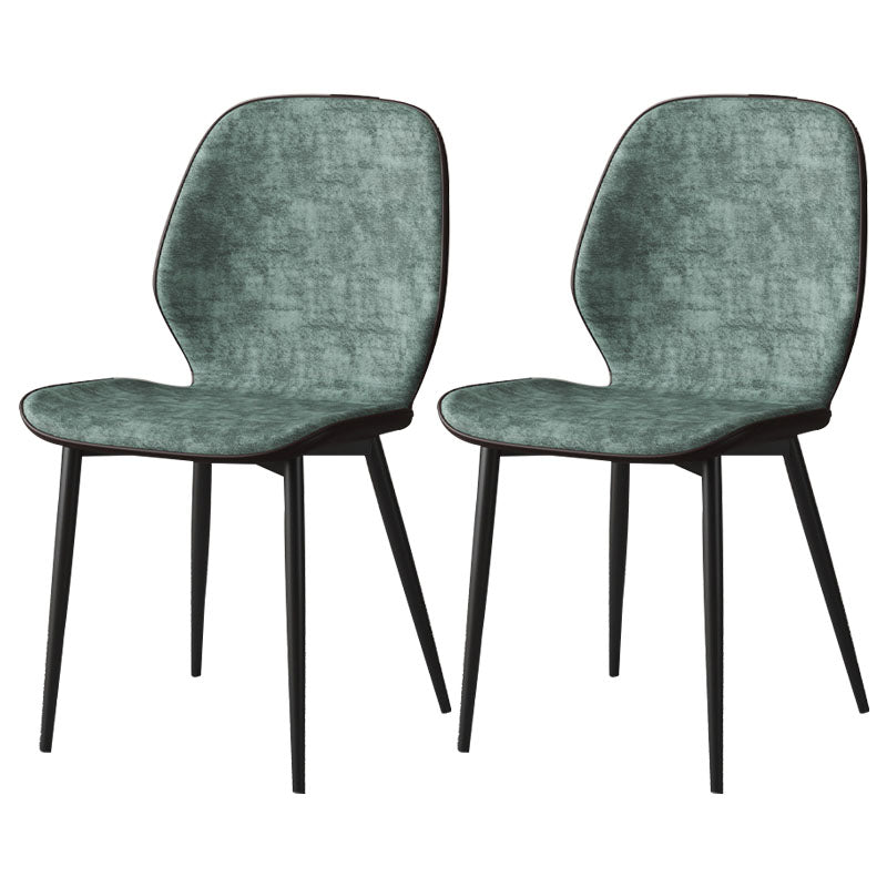 Contemporary Dining Chair Armless Wingback Side Chair with Metal Legs for Kitchen Green 2 Piece Set Clearhalo ' kitchen&dining_furn' 'Dining Chairs' 'Dining Tables & Seating' 'dining_chair' 'furn' 'furn_dining_chair' 'Furniture' 'furniture_dining_chair' 'Kitchen & Dining Furniture' 'kitchen' 4694362