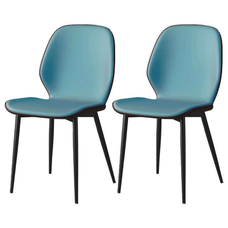 Contemporary Dining Chair Armless Wingback Side Chair with Metal Legs for Kitchen Light Blue 2 Piece Set Clearhalo ' kitchen&dining_furn' 'Dining Chairs' 'Dining Tables & Seating' 'dining_chair' 'furn' 'furn_dining_chair' 'Furniture' 'furniture_dining_chair' 'Kitchen & Dining Furniture' 'kitchen' 4694366