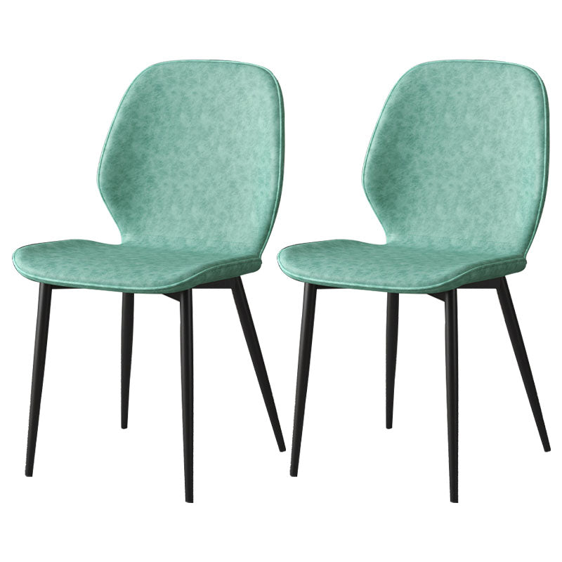 Contemporary Dining Chair Armless Wingback Side Chair with Metal Legs for Kitchen Blue 2 Piece Set Clearhalo ' kitchen&dining_furn' 'Dining Chairs' 'Dining Tables & Seating' 'dining_chair' 'furn' 'furn_dining_chair' 'Furniture' 'furniture_dining_chair' 'Kitchen & Dining Furniture' 'kitchen' 4694373