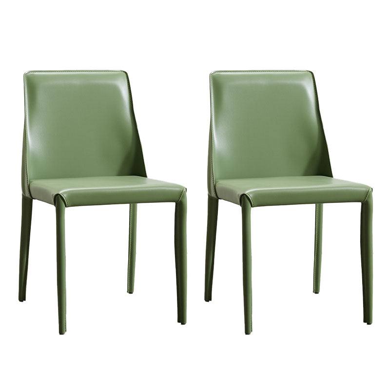 Designer Style Leather Solid Back Side Chair Matte Finish Home Dining Chair Light Green 2 Piece Set Clearhalo ' kitchen&dining_furn' 'Dining Chairs' 'Dining Tables & Seating' 'dining_chair' 'furn' 'furn_dining_chair' 'Furniture' 'furniture_dining_chair' 'Kitchen & Dining Furniture' 'kitchen' 4694377