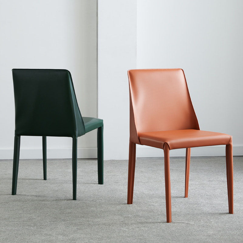 Designer Style Leather Solid Back Side Chair Matte Finish Home Dining Chair Clearhalo ' kitchen&dining_furn' 'Dining Chairs' 'Dining Tables & Seating' 'dining_chair' 'furn' 'furn_dining_chair' 'Furniture' 'furniture_dining_chair' 'Kitchen & Dining Furniture' 'kitchen' 4694378