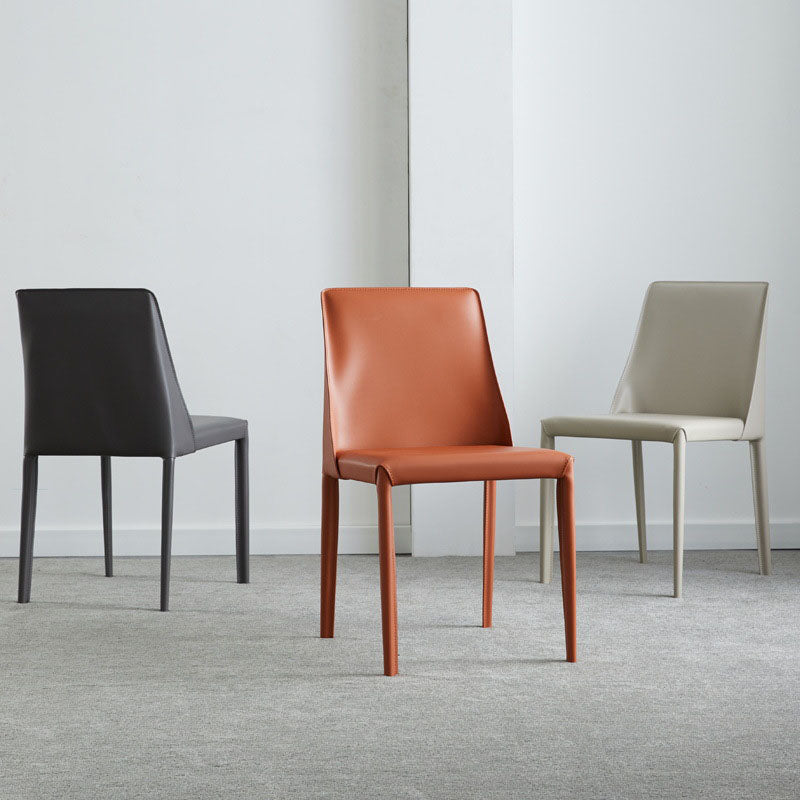 Designer Style Leather Solid Back Side Chair Matte Finish Home Dining Chair Clearhalo ' kitchen&dining_furn' 'Dining Chairs' 'Dining Tables & Seating' 'dining_chair' 'furn' 'furn_dining_chair' 'Furniture' 'furniture_dining_chair' 'Kitchen & Dining Furniture' 'kitchen' 4694380