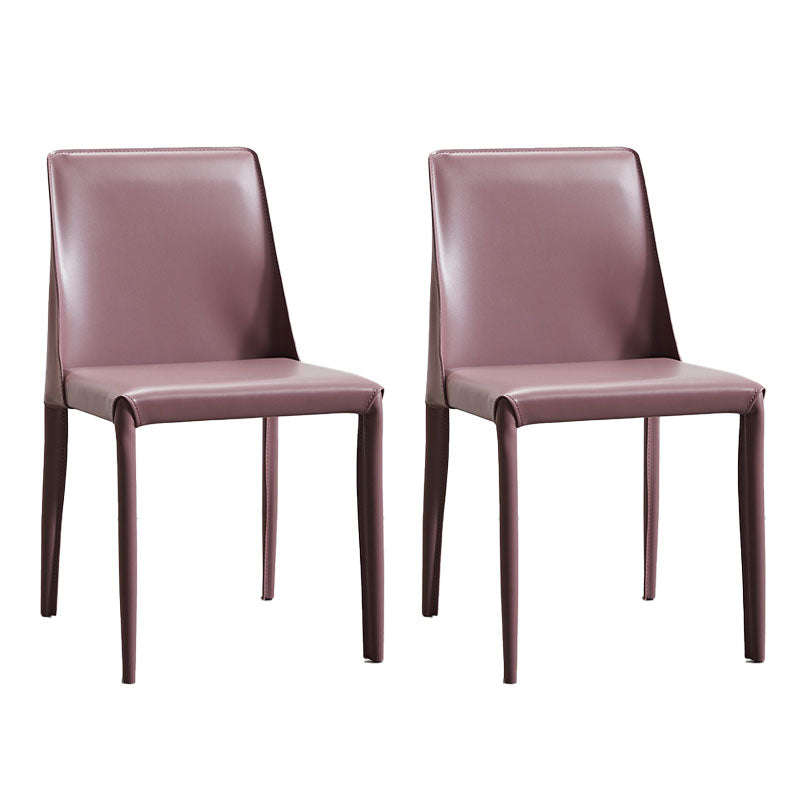 Designer Style Leather Solid Back Side Chair Matte Finish Home Dining Chair Purple 2 Piece Set Clearhalo ' kitchen&dining_furn' 'Dining Chairs' 'Dining Tables & Seating' 'dining_chair' 'furn' 'furn_dining_chair' 'Furniture' 'furniture_dining_chair' 'Kitchen & Dining Furniture' 'kitchen' 4694386
