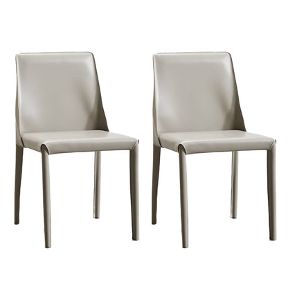 Designer Style Leather Solid Back Side Chair Matte Finish Home Dining Chair Light Gray 2 Piece Set Clearhalo ' kitchen&dining_furn' 'Dining Chairs' 'Dining Tables & Seating' 'dining_chair' 'furn' 'furn_dining_chair' 'Furniture' 'furniture_dining_chair' 'Kitchen & Dining Furniture' 'kitchen' 4694388