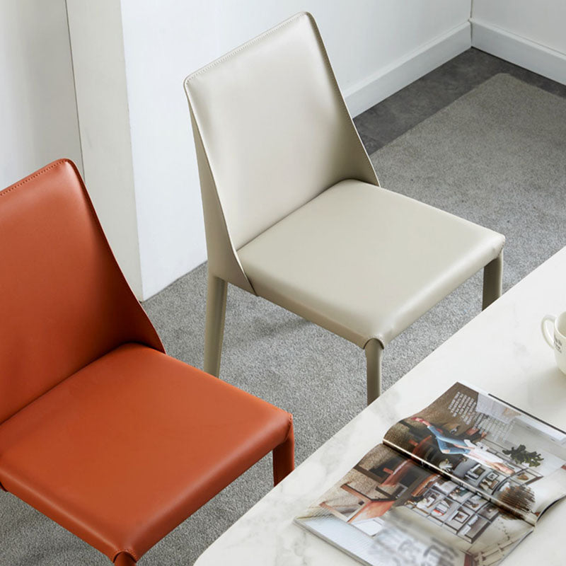 Designer Style Leather Solid Back Side Chair Matte Finish Home Dining Chair Clearhalo ' kitchen&dining_furn' 'Dining Chairs' 'Dining Tables & Seating' 'dining_chair' 'furn' 'furn_dining_chair' 'Furniture' 'furniture_dining_chair' 'Kitchen & Dining Furniture' 'kitchen' 4694393