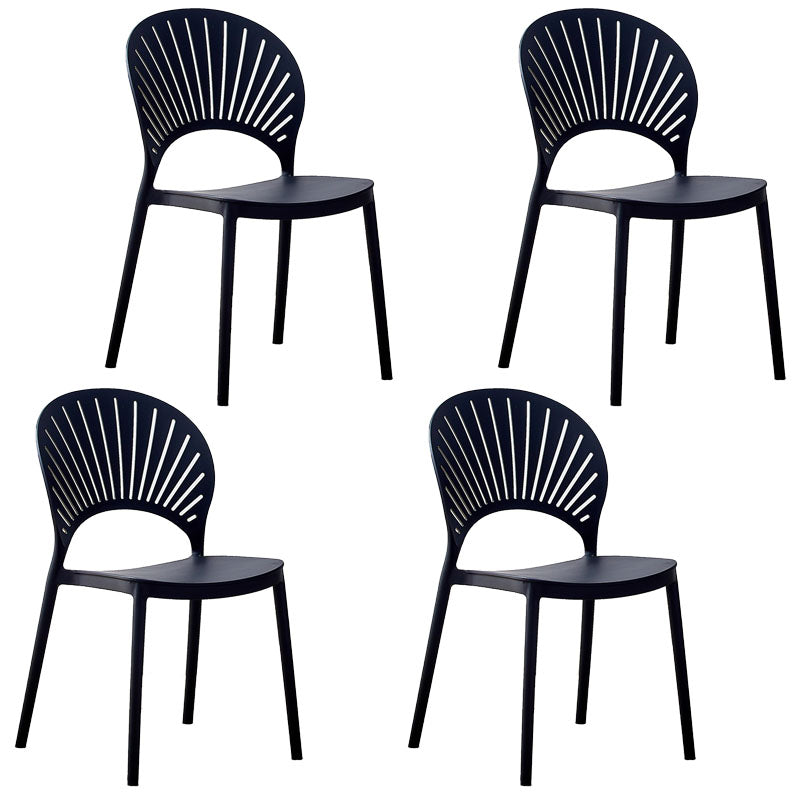 Modern Stackable Chair Dining Armless Open Back Chairs with Plastic Legs for Kitchen Black 4 Piece Set Clearhalo ' kitchen&dining_furn' 'Dining Chairs' 'Dining Tables & Seating' 'dining_chair' 'furn' 'furn_dining_chair' 'Furniture' 'furniture_dining_chair' 'Kitchen & Dining Furniture' 'kitchen' 4694398