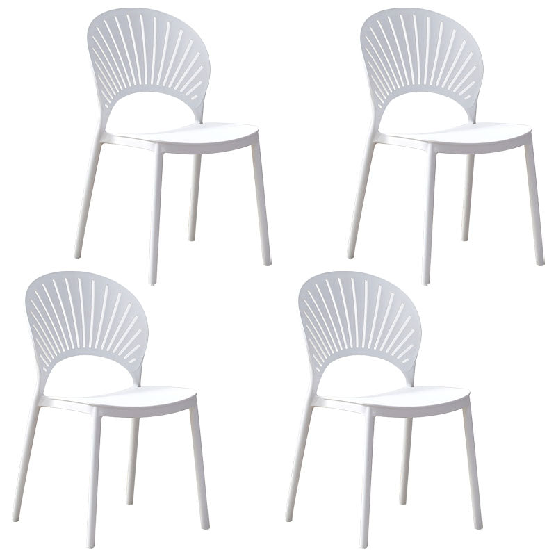 Modern Stackable Chair Dining Armless Open Back Chairs with Plastic Legs for Kitchen White 4 Piece Set Clearhalo ' kitchen&dining_furn' 'Dining Chairs' 'Dining Tables & Seating' 'dining_chair' 'furn' 'furn_dining_chair' 'Furniture' 'furniture_dining_chair' 'Kitchen & Dining Furniture' 'kitchen' 4694406