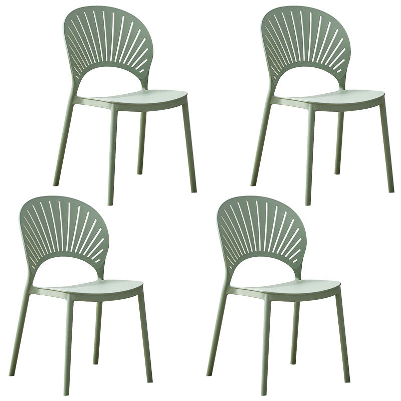 Modern Stackable Chair Dining Armless Open Back Chairs with Plastic Legs for Kitchen Green 4 Piece Set Clearhalo ' kitchen&dining_furn' 'Dining Chairs' 'Dining Tables & Seating' 'dining_chair' 'furn' 'furn_dining_chair' 'Furniture' 'furniture_dining_chair' 'Kitchen & Dining Furniture' 'kitchen' 4694414